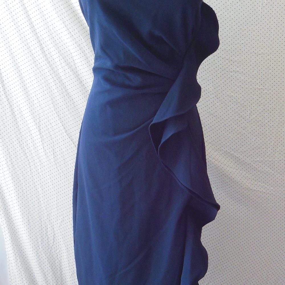 NEW BARDOT Navy Rona RUFFLE Sleeveless Midi Dress - Picture 12 of 13